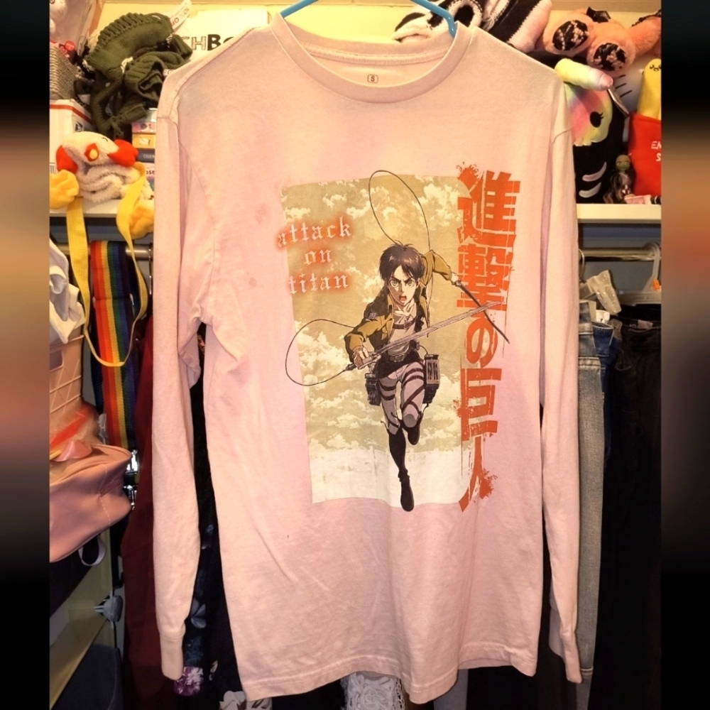 Attack on Titan Pink Long Sleeve Women's Tee Anime Manga Aot